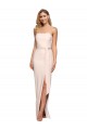 Low Back Nude Sheath Strapless Long Formal Dress