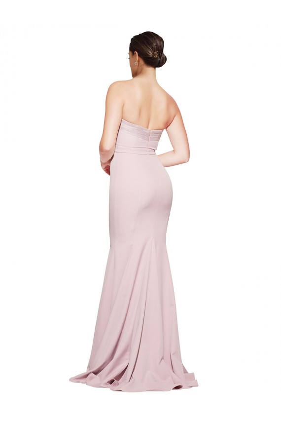 Low Back Mauve Sheath Strapless Sweep Train Formal Dress