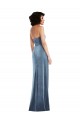 Low Back Dusty Blue Sheath Strapless Long Formal Dress