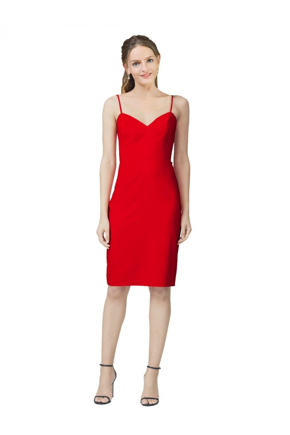 Red Sheath Sweetheart Cocktail Length Formal Dress