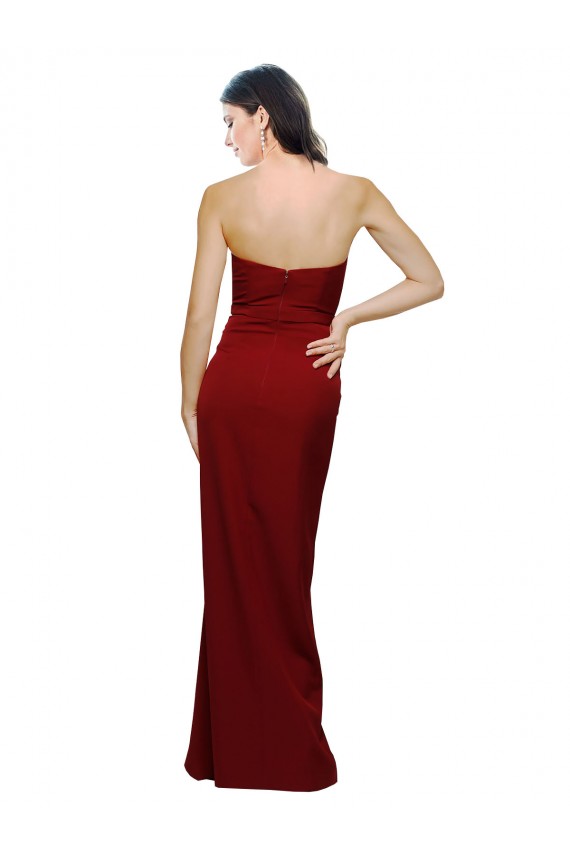 Low Back Burgundy Sheath Sweetheart Long Formal Dress