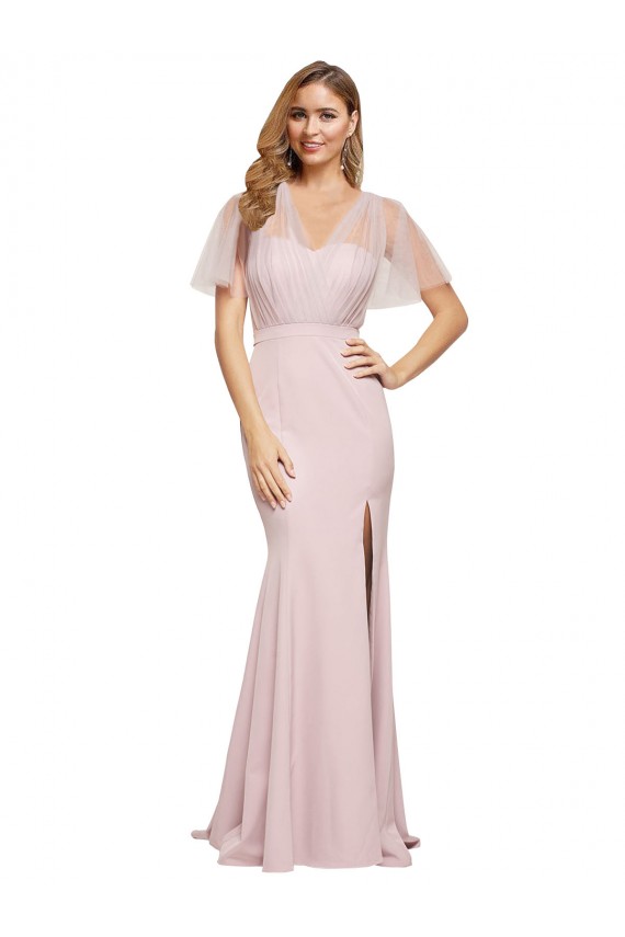 V-Back Mauve Sheath Sweetheart Long Formal Dress