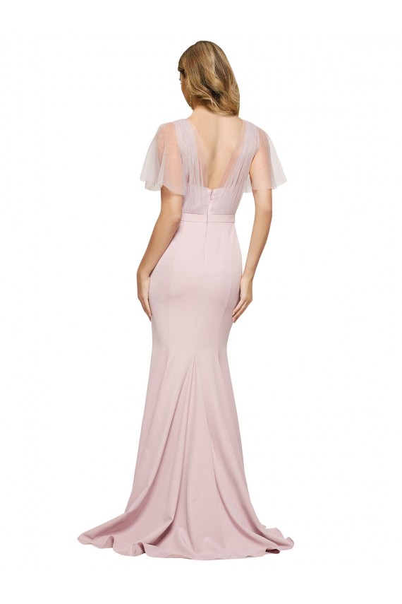 V-Back Mauve Sheath Sweetheart Long Formal Dress