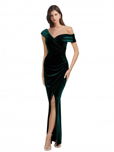 Cheap Dark Green Sheath Sweetheart Long High Low Formal Dress UK