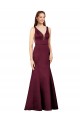 V-Back Burgundy Sheath V-Neck Long Formal Dress