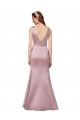 V-Back Burgundy Sheath V-Neck Long Formal Dress
