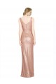 Rose Gold Sheath V-Neck Long Formal Dress