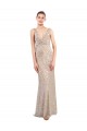 V-Back Silver Sheath V-Neck Long Formal Dress