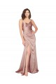 V-Back Dusty Pink Sheath V-Neck Long Black Tie Formal Dress