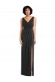 V-Back Black Sheath V-Neck Long Formal Dress