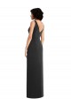 V-Back Black Sheath V-Neck Long Formal Dress