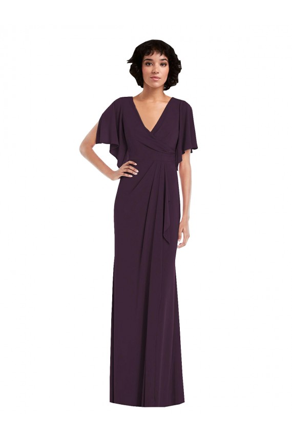 Grape Sheath V-Neck Long Formal Dress