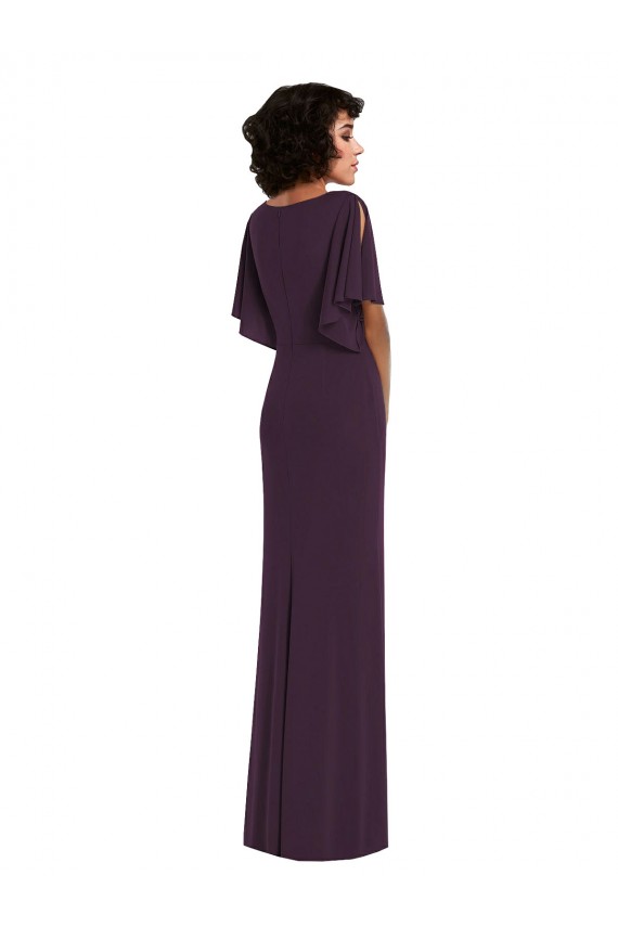 Grape Sheath V-Neck Long Formal Dress