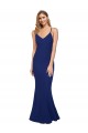 Open Back Royal Blue Sheath V-Neck Long Formal Dress