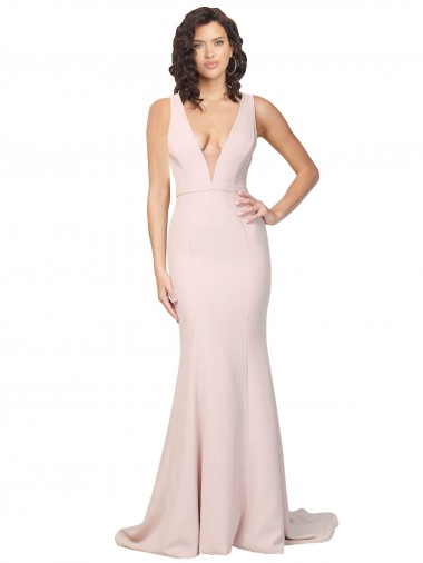Cheap V-Back Pink Sheath V-Neck Sweep Train Black Tie Formal Dress UK