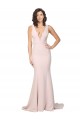 V-Back Pink Sheath V-Neck Sweep Train Black Tie Formal Dress