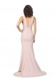 V-Back Pink Sheath V-Neck Sweep Train Black Tie Formal Dress