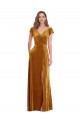 Gold Sheath V-Neck Long Formal Dress