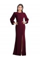 Open Back Burgundy Gold Trumpet Bateau Neck Long Formal Dress