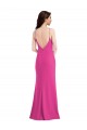 Open Back Fuchsia Trumpet High Neck Long Formal Dress