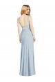 Open Back Light Sky Blue Trumpet High Neck Long Formal Dress