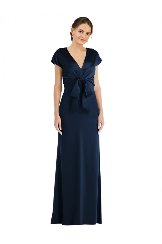 Keyhole Back Dark Navy Trumpet Off the Shoulder Long Formal Dress
