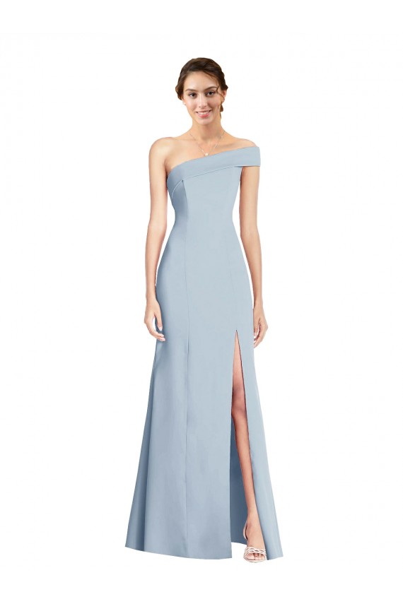Light Sky Blue Trumpet Off the Shoulder Long Formal Dresses
