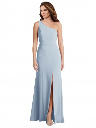 Cheap Light Sky Blue Trumpet One Shoulder Long Formal Dresses UK