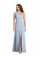 Light Sky Blue Trumpet One Shoulder Long Formal Dresses