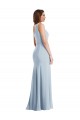 Light Sky Blue Trumpet One Shoulder Long Formal Dresses