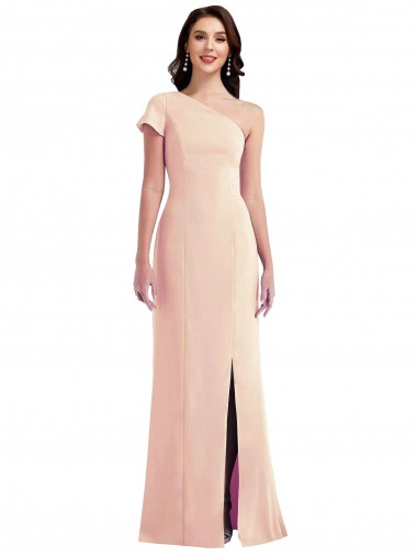 Cheap Nude Trumpet One Shoulder Long Formal Dress UK