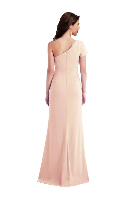 Nude Trumpet One Shoulder Long Formal Dress
