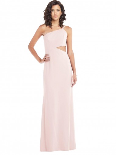 Cheap Pink Trumpet One Shoulder Long Formal Dresses UK