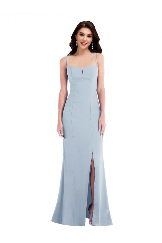 Light Sky Blue Trumpet Spaghetti Straps Long Formal Dress