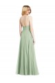 Low Back Sage Trumpet Square Neck Long Formal Dress