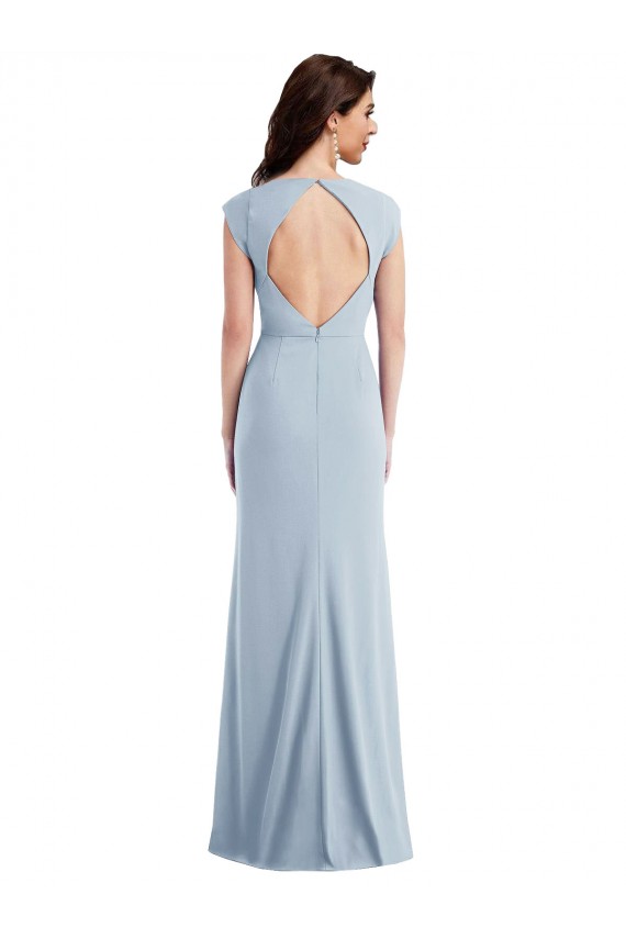 Open Back Light Sky Blue Trumpet Long Formal Dress