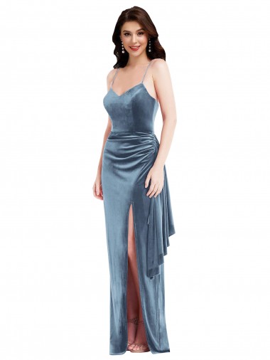 Cheap Low Back Dusty Blue Trumpet Sweetheart Long Formal Dress UK
