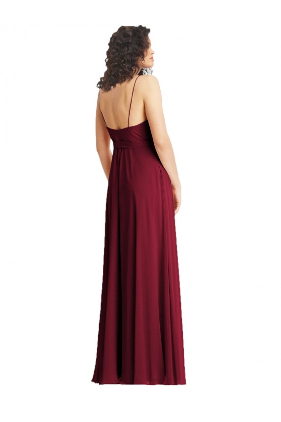 Smoke Green Trumpet V-Neck Long Formal Dress