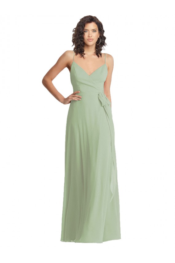 Smoke Green Trumpet V-Neck Long Formal Dress
