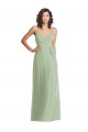 Smoke Green Trumpet V-Neck Long Formal Dress