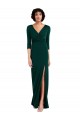 V-Back Dark Green Trumpet V-Neck Long Sleeves Long Formal Dress